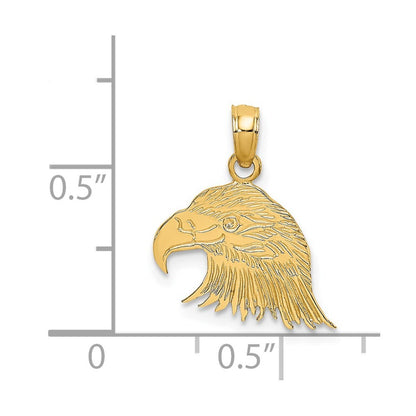 14k Yellow Gold Engraved Flat Eagle Head Charm