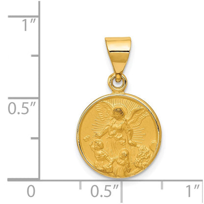 18k Yellow Gold Guardian Angel Medal Pendant for Women