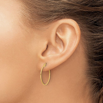 14k Yellow Gold Polished Knife Edge Hoop Earrings Gift for Women