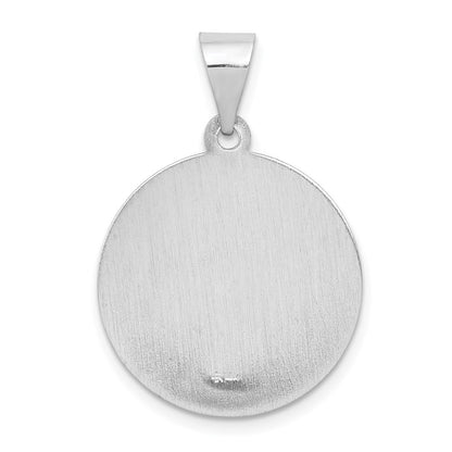 14k White Gold Polished and Satin St Matthew Hollow Pendant for Women
