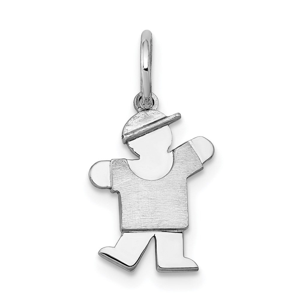 14k White Mini Boy Kiss Charm Pendant