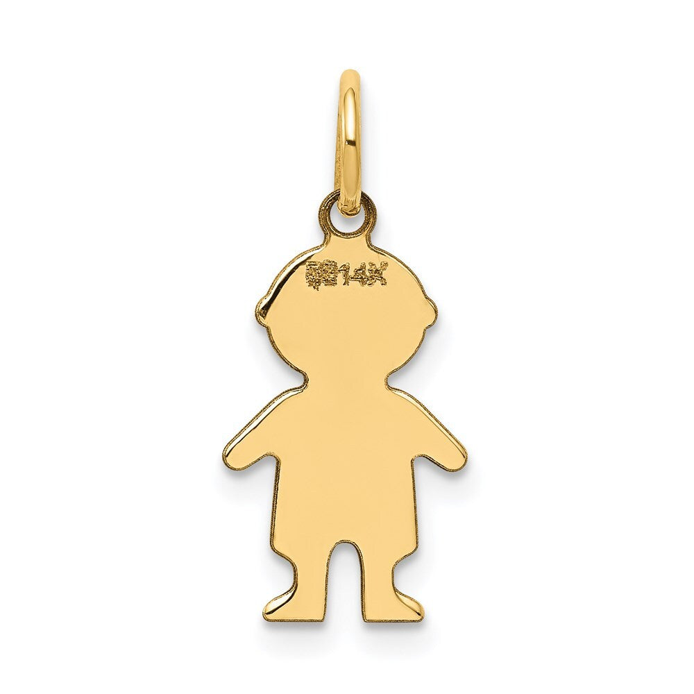 14k Yellow Gold .018 Depth Engravable Boy Charm Pendant for Women