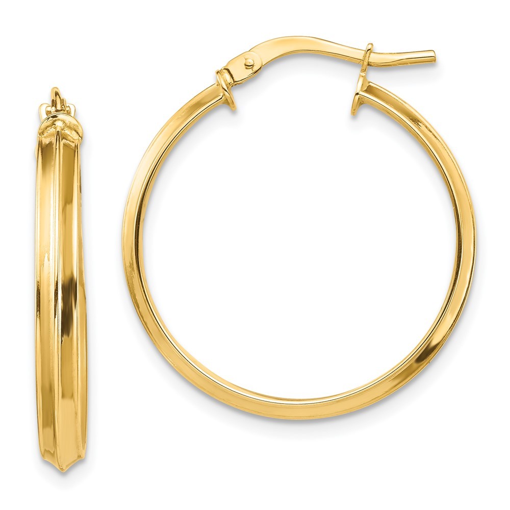 14k Yellow Gold Polished Large 3mm Hoop Earrings