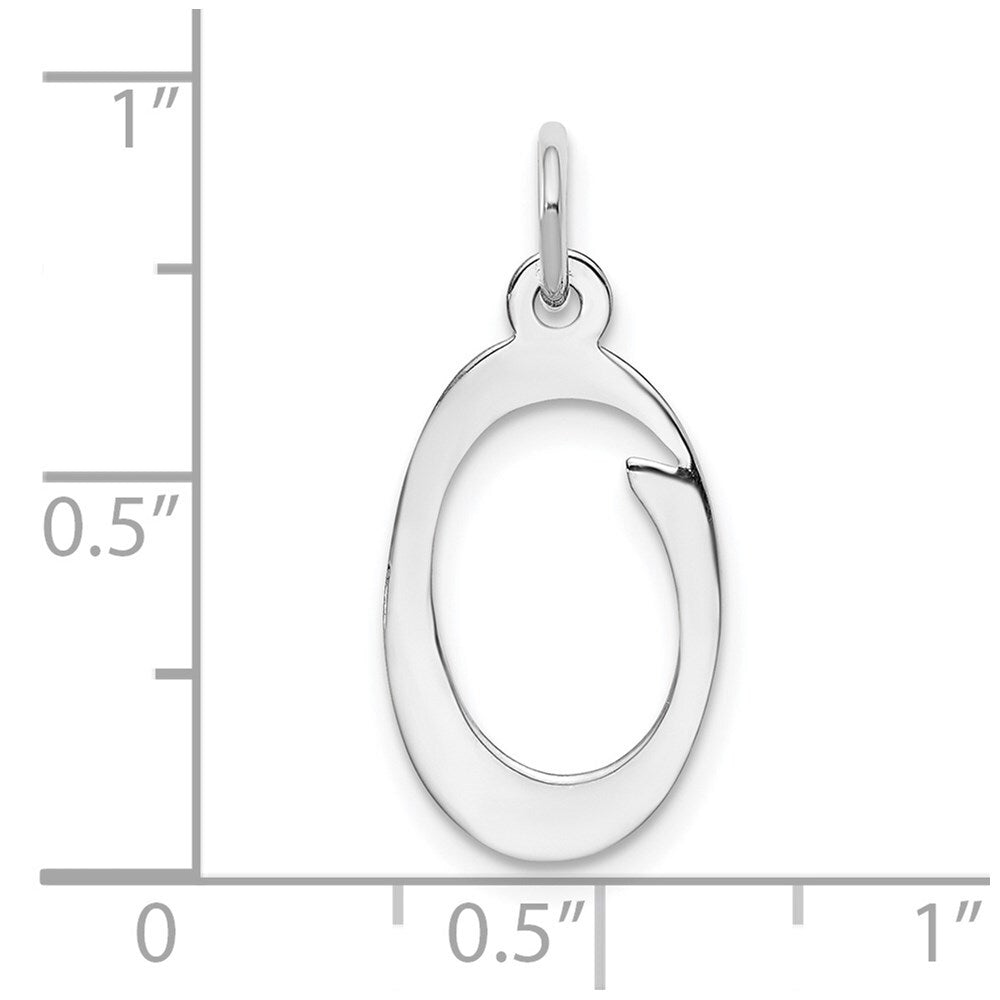 14k White Gold Script Letter O Initial Charm Pendant for Women