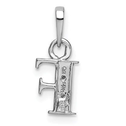 14k White Gold Rhodium-plated Diamond Letter F Initial Pendant for Women