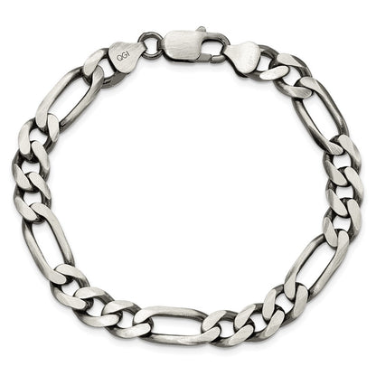 Sterling Silver Antiqued 7.75mm Figaro Chain Bracelet