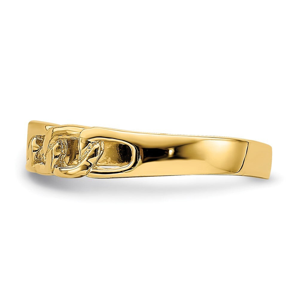 14K Yellow Gold Polished Link Band Ring Size 7