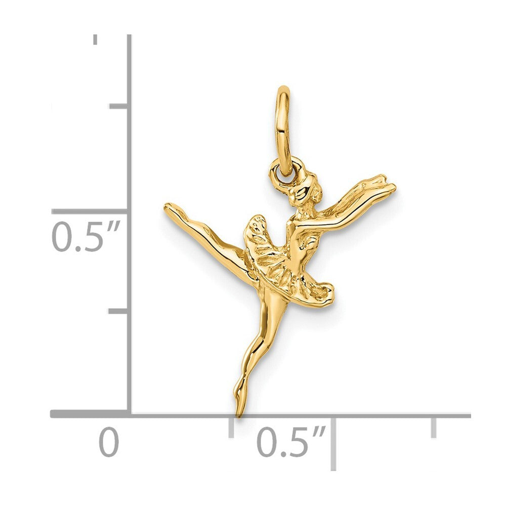 14k Yellow Gold 3D Ballerina Charm Pendant for Women