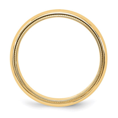 14K Yellow Gold Yellow Gold 5mm Milgrain Half Round Wedding Band Size 6