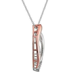 14K Rose Gold-Plated Sterling Silver .02 CTW Diamond Heart Pendant Necklace 18"