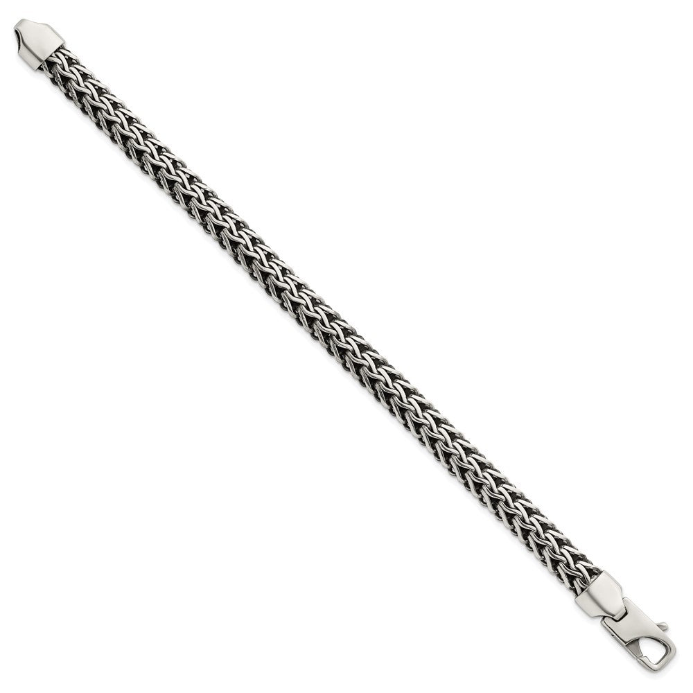 Sterling Silver Antiqued Polished 8.25mm Fancy Chain Bracelet 7.75 inch Bracelet