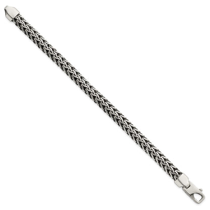 Sterling Silver Antiqued Polished 8.25mm Fancy Chain Bracelet 7.75 inch Bracelet