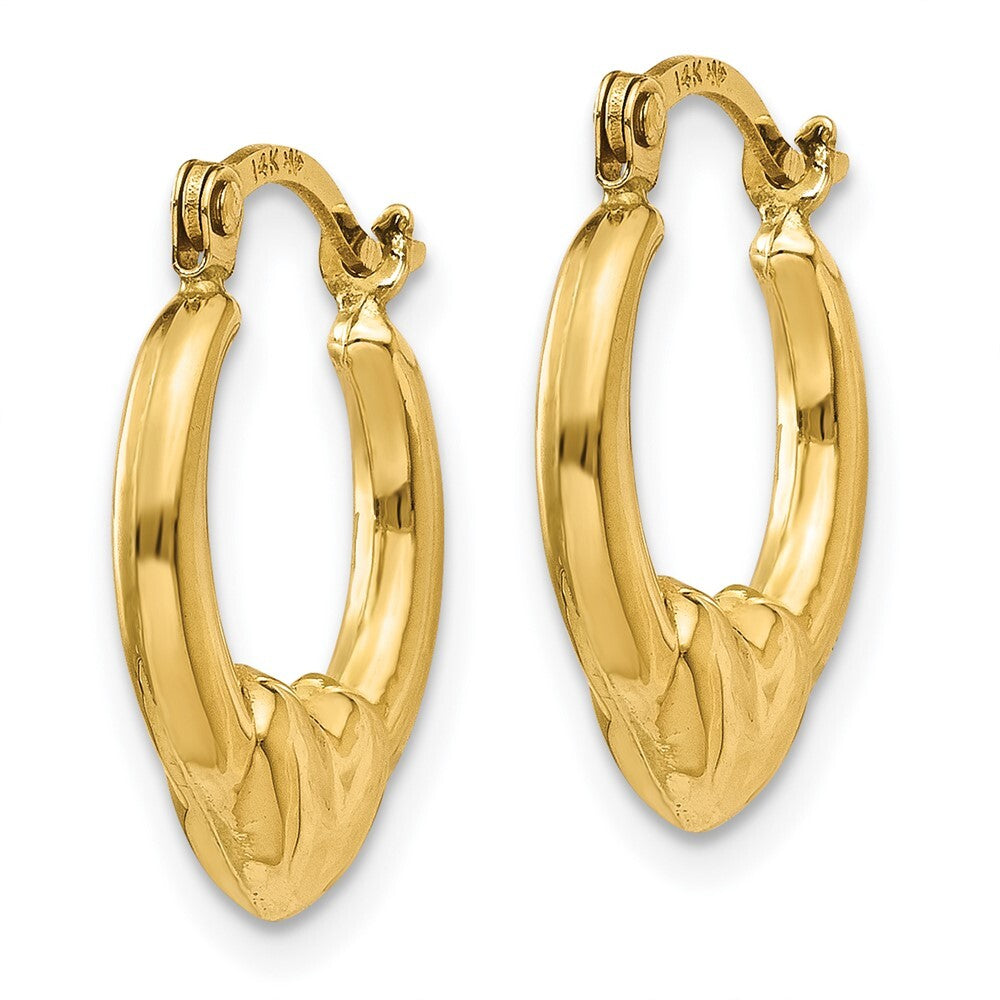 14k Yellow Gold Hollow Heart Hoop Earrings Gift for Women