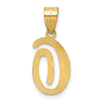 14k Yellow Gold Script Letter O Initial Pendant for Women
