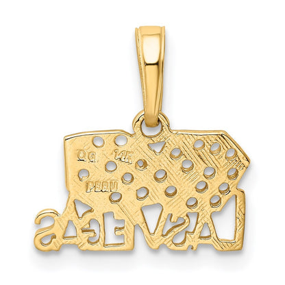 14k Yellow Gold LAS VEGAS w/Dice Pendant