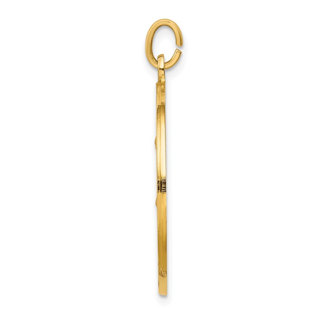 14k Yellow Gold Solid Polished Satin Large Round St. Anthony Medal