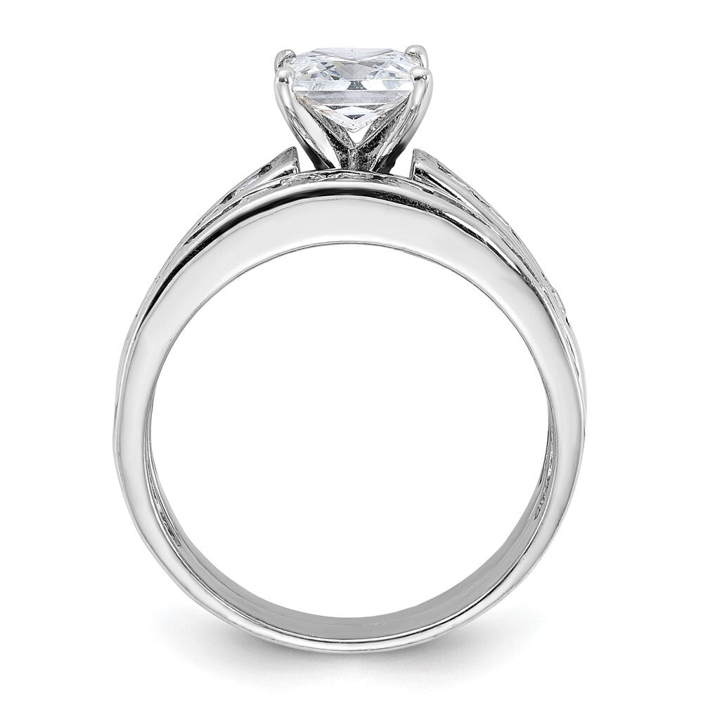 Sterling Silver Rhodium-plated 2-Piece Cubic Zirconia Wedding Set Ring Size 8