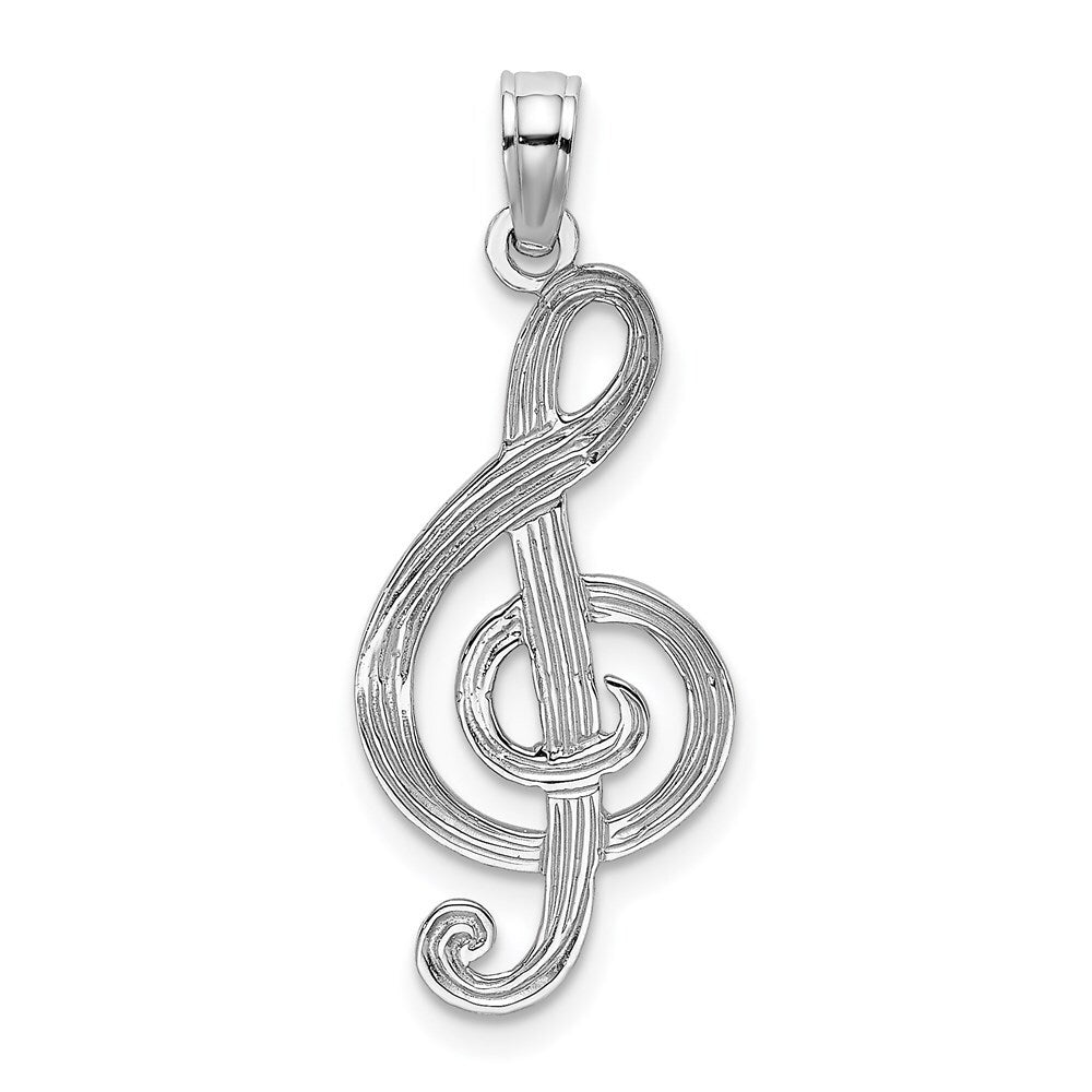 14k White Gold Treble Clef Charm Pendant for Women