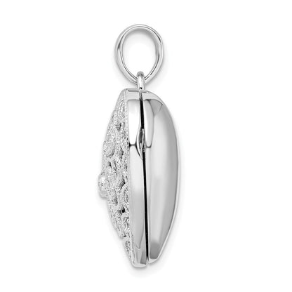 Sterling Silver Rhodium-plated Fancy Cubic Zirconia Heart Locket