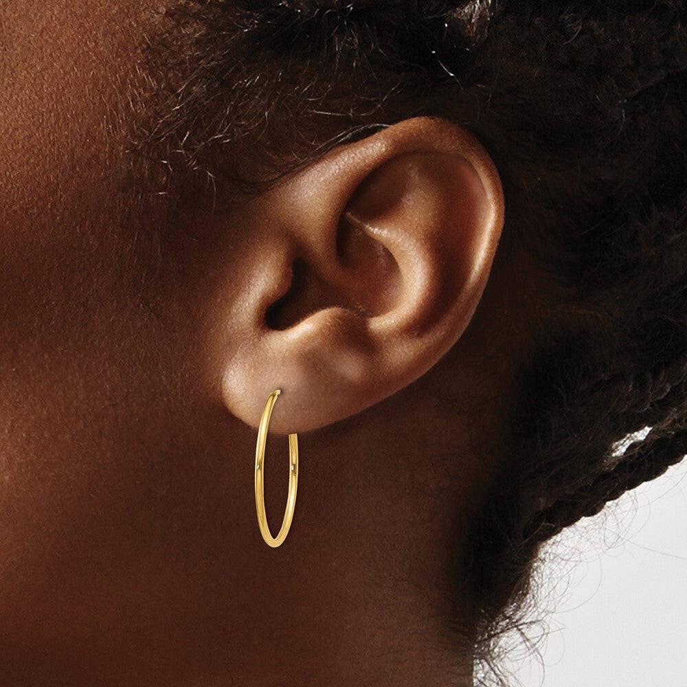 14k Yellow Gold 1.25mm Endless Hoop Earring Gift for Women