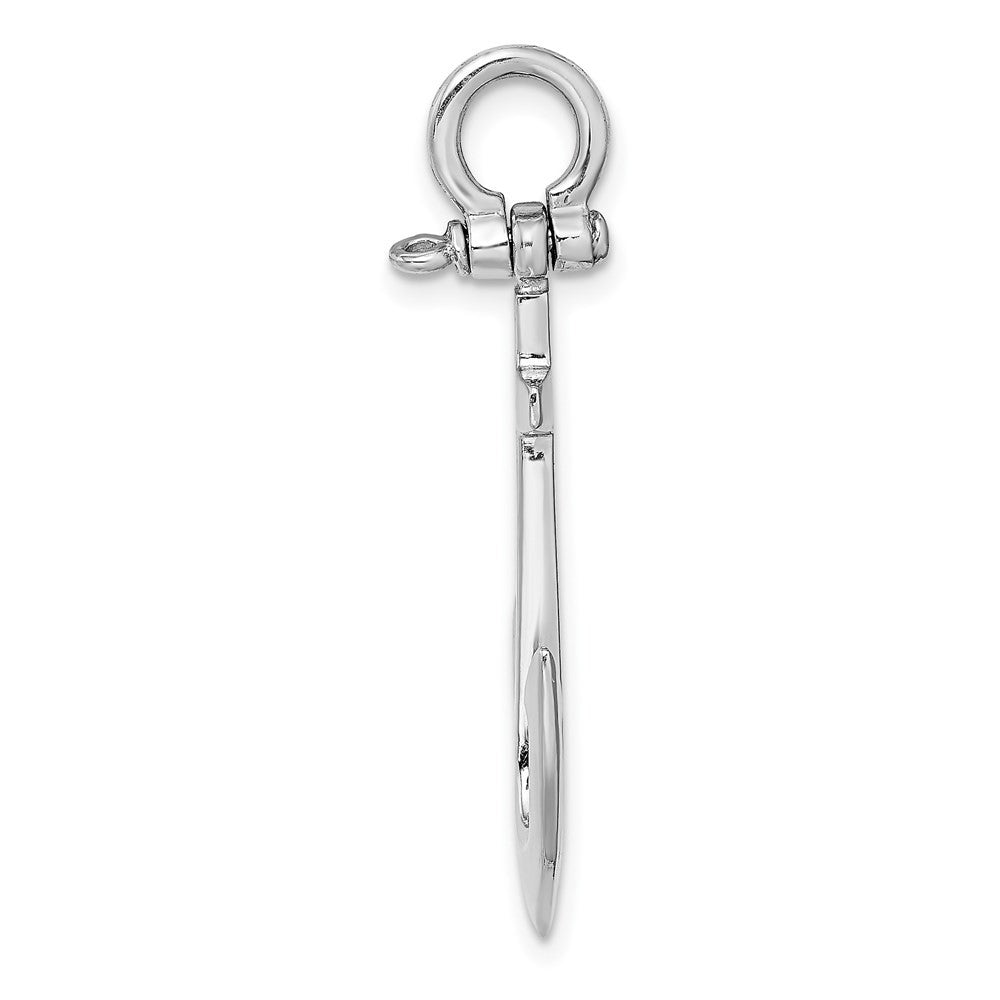 14k White Gold Polished 3-D Anchor Charm Pendant