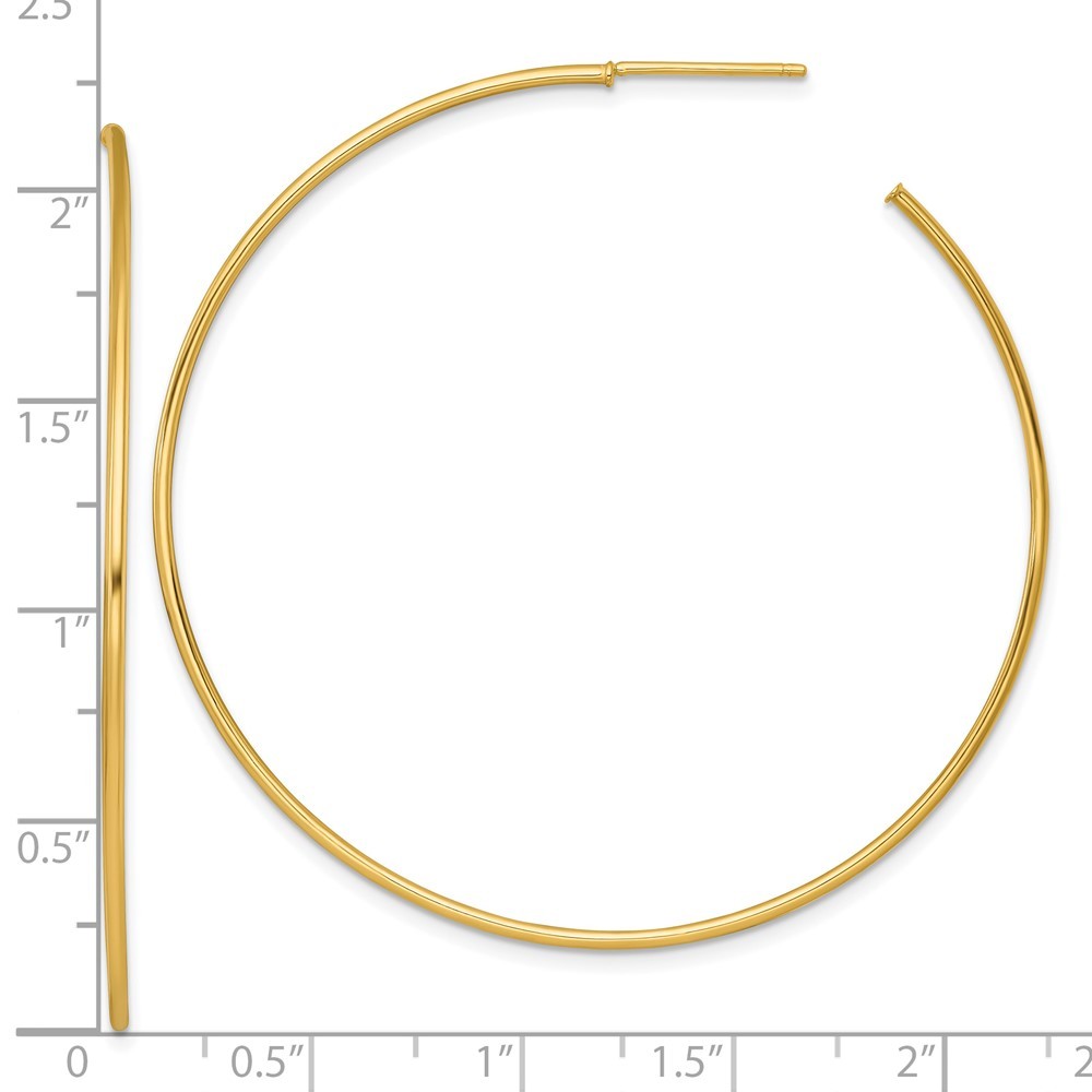 14k Yellow Gold Polished 1.2 x 55mm Solid C-Hoop Earrings