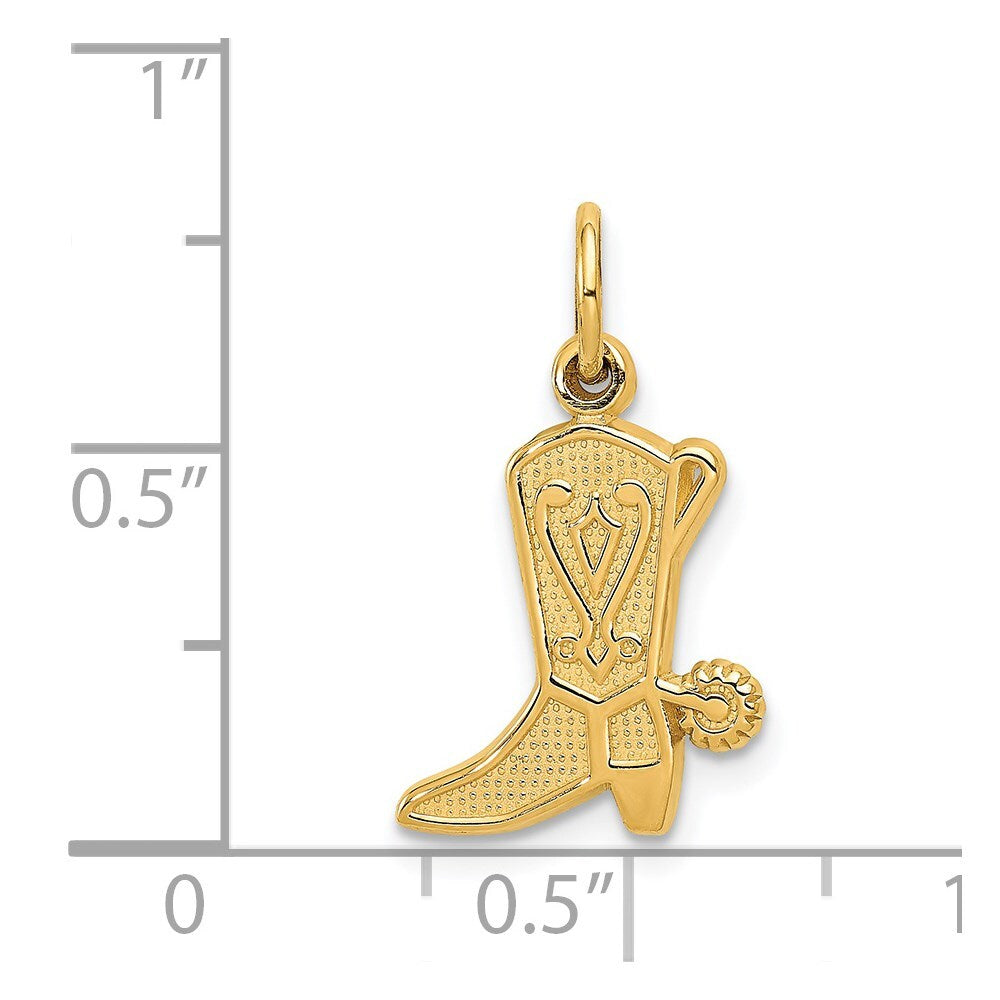 14k Yellow Gold Cowboy Boot Charm Pendant for Women