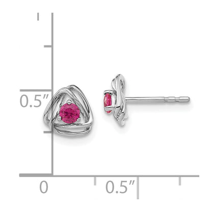 14k White Gold Created Ruby Stud Earrings Gift for Women