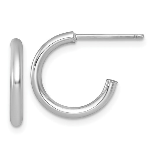 14k White Gold Polished 2.0 x 15mm Tube C-Hoop Earrings