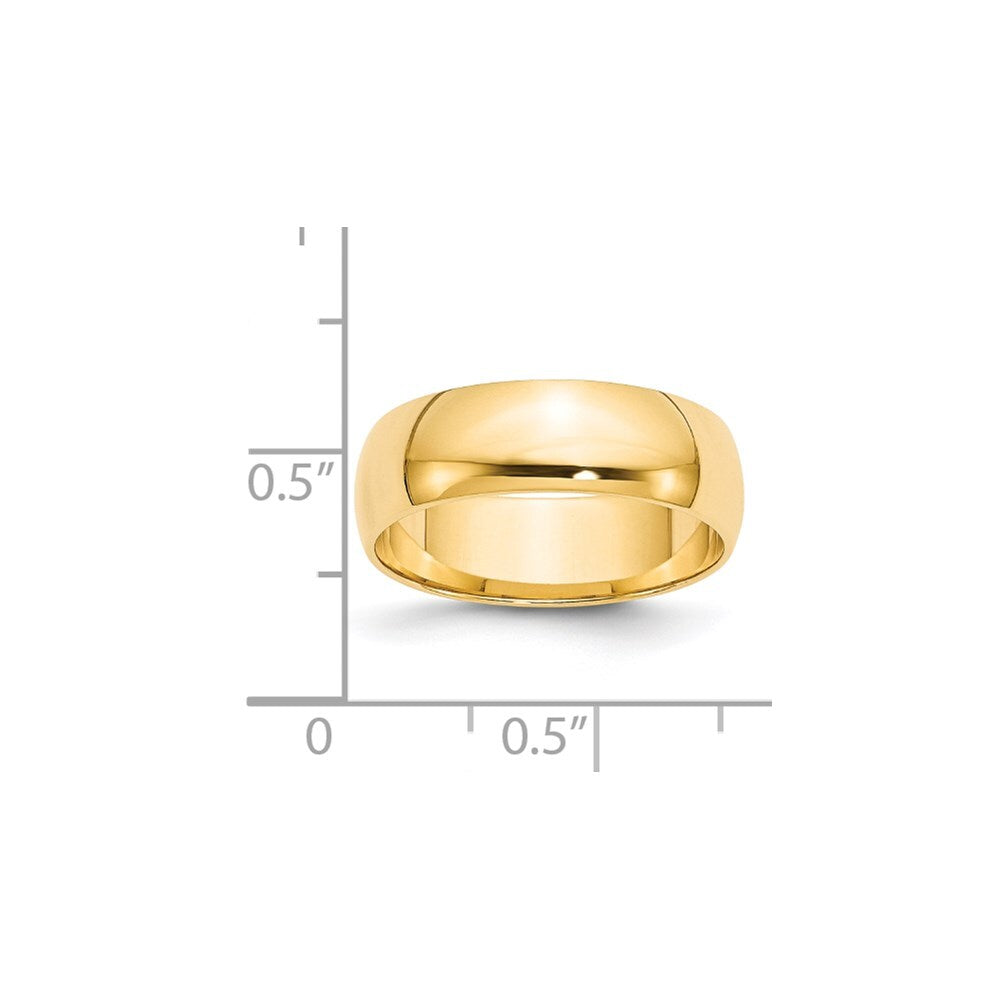 14K Yellow Gold Yellow Gold 6mm Lightweight Half Round Wedding Band Size 7