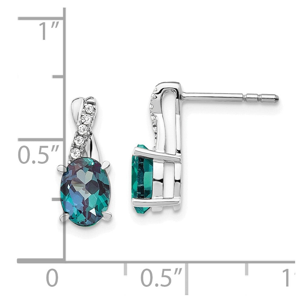 14K White Gold Created Alexandrite and Diamond Drop & Dangle Earrings