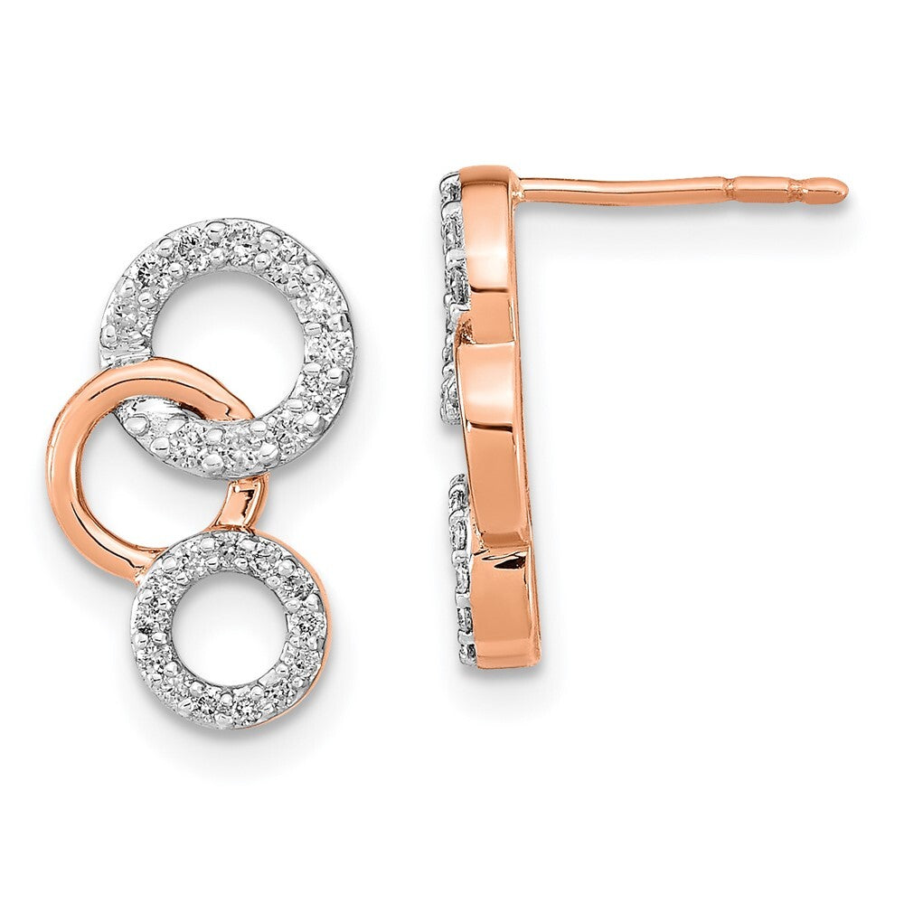 14k Rose Gold Diamond Circles Drop & Dangle Earrings