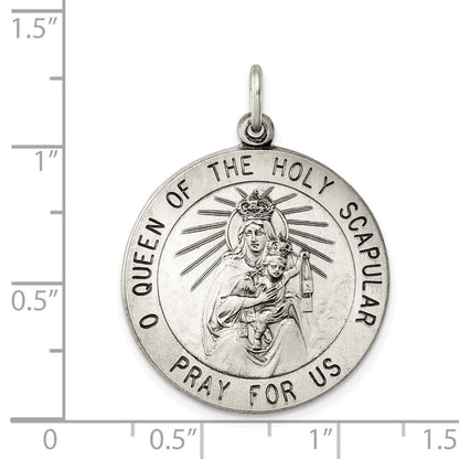 Sterling Silver Antiqued Queen of the Holy Scapular Medal Pendant