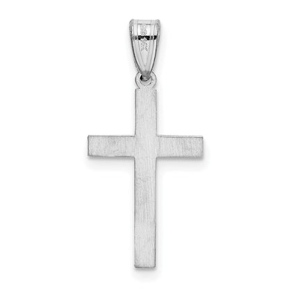 14k White Gold White Floral Cross Charm Pendant for Women