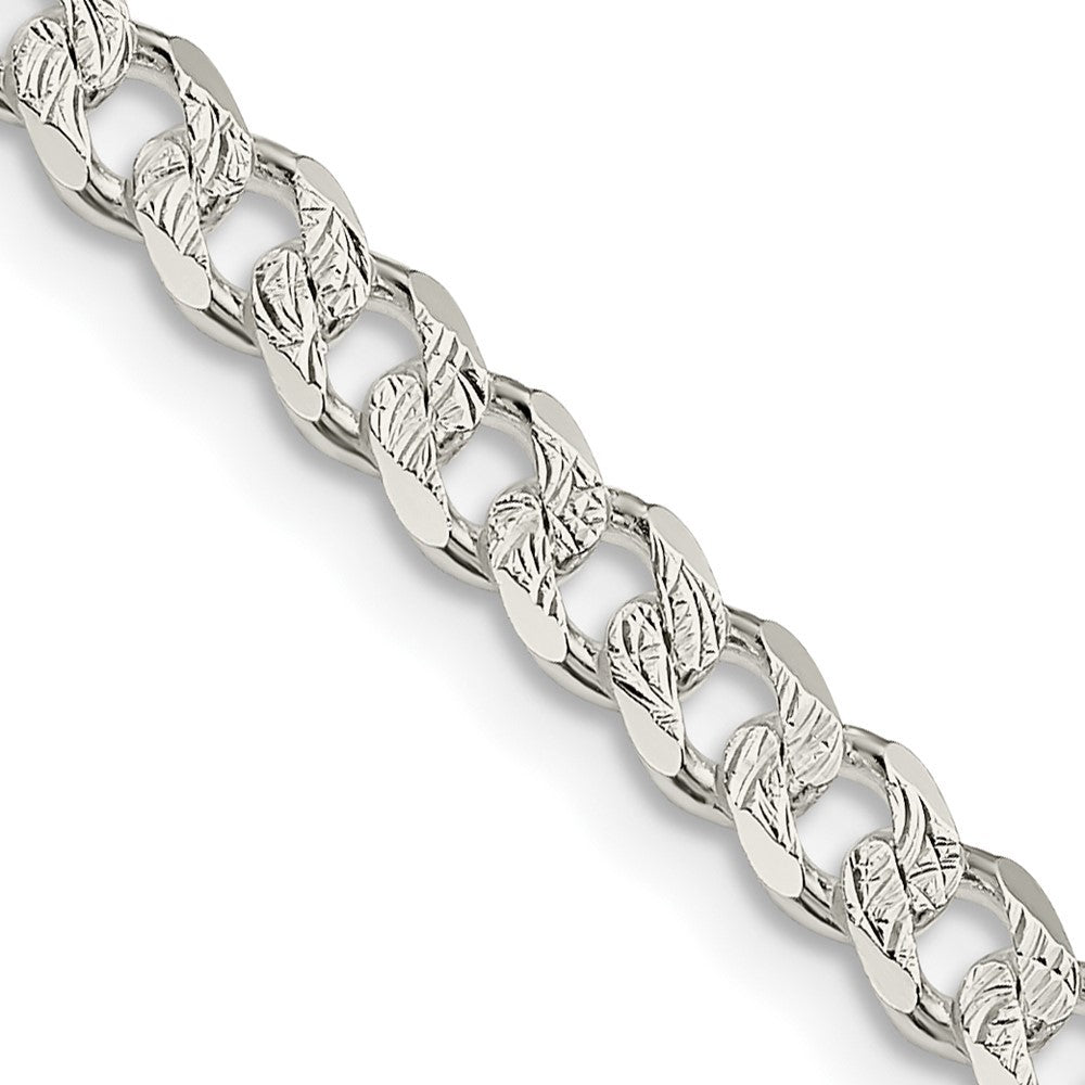 Sterling Silver 4.5mm Pave Curb Chain Necklace