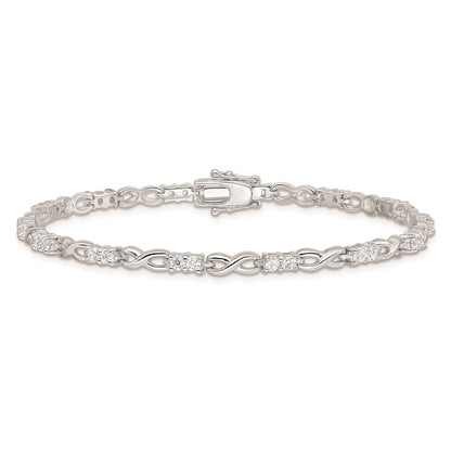 Sterling Silver Rhodium-plated CZ Infinity Bracelet
