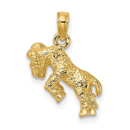 14k Yellow Gold 3-D Aries Zodiac Charm Pendant for Women