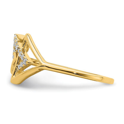 14K Yellow Gold Polished Triple Triangle Diamond Ring Size 7