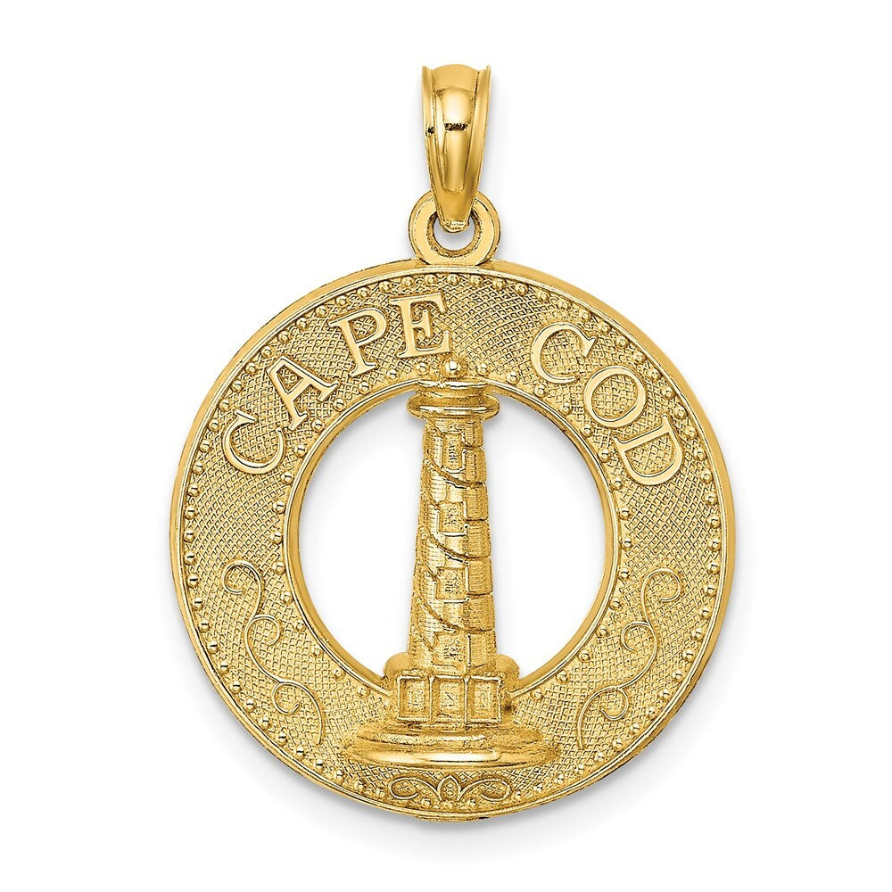 14k Yellow Gold CAPE COD Lighthouse Charm Pendant for Women