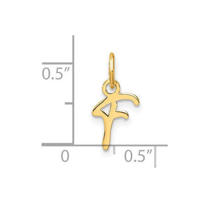 14k Yellow Gold Uppercase Letter F Initial Charm Pendant