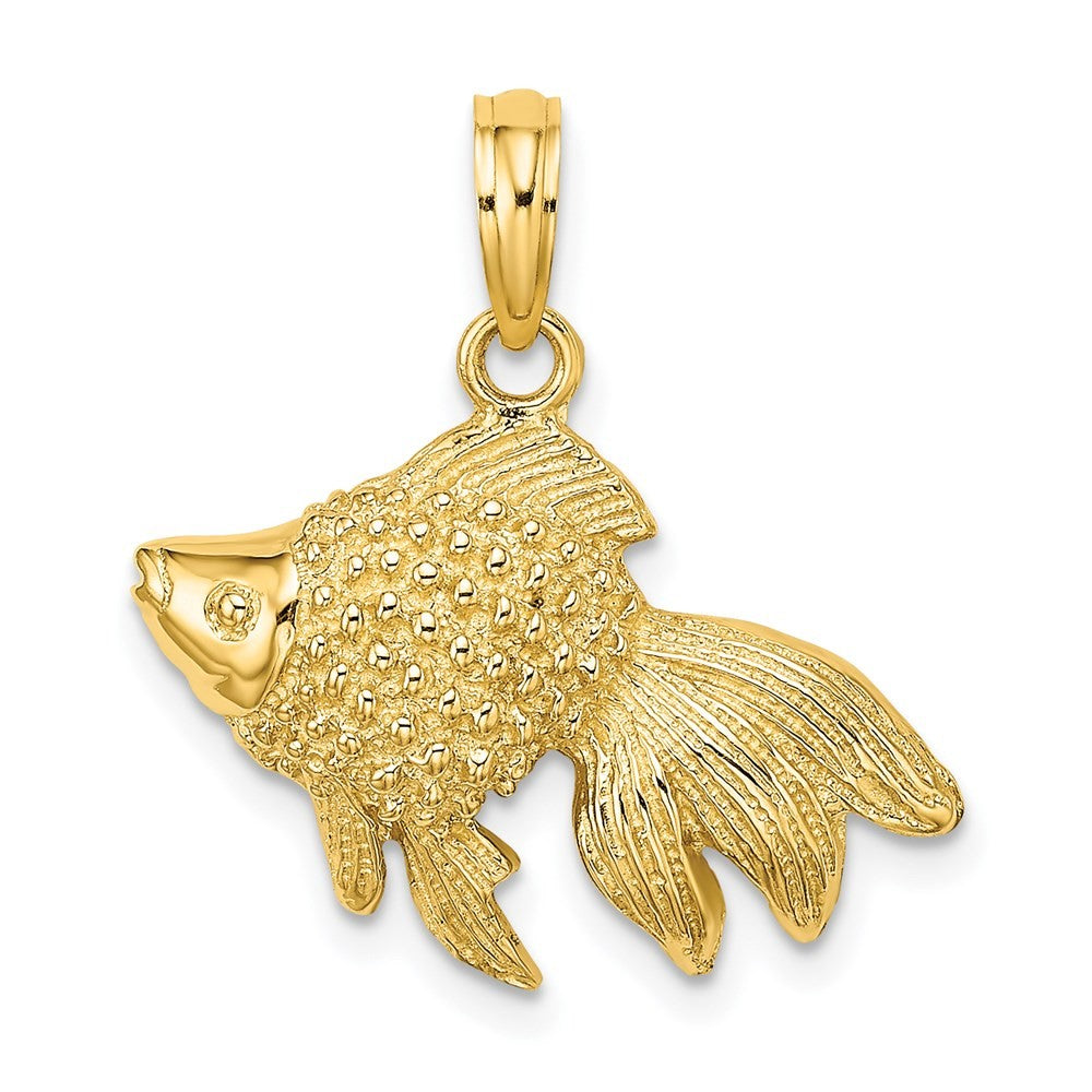 14k Yellow Gold Textured  Fish Charm