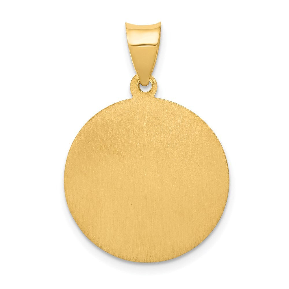 14k Yellow Gold Polished and Satin St Thomas Medal Hollow Pendant for Women