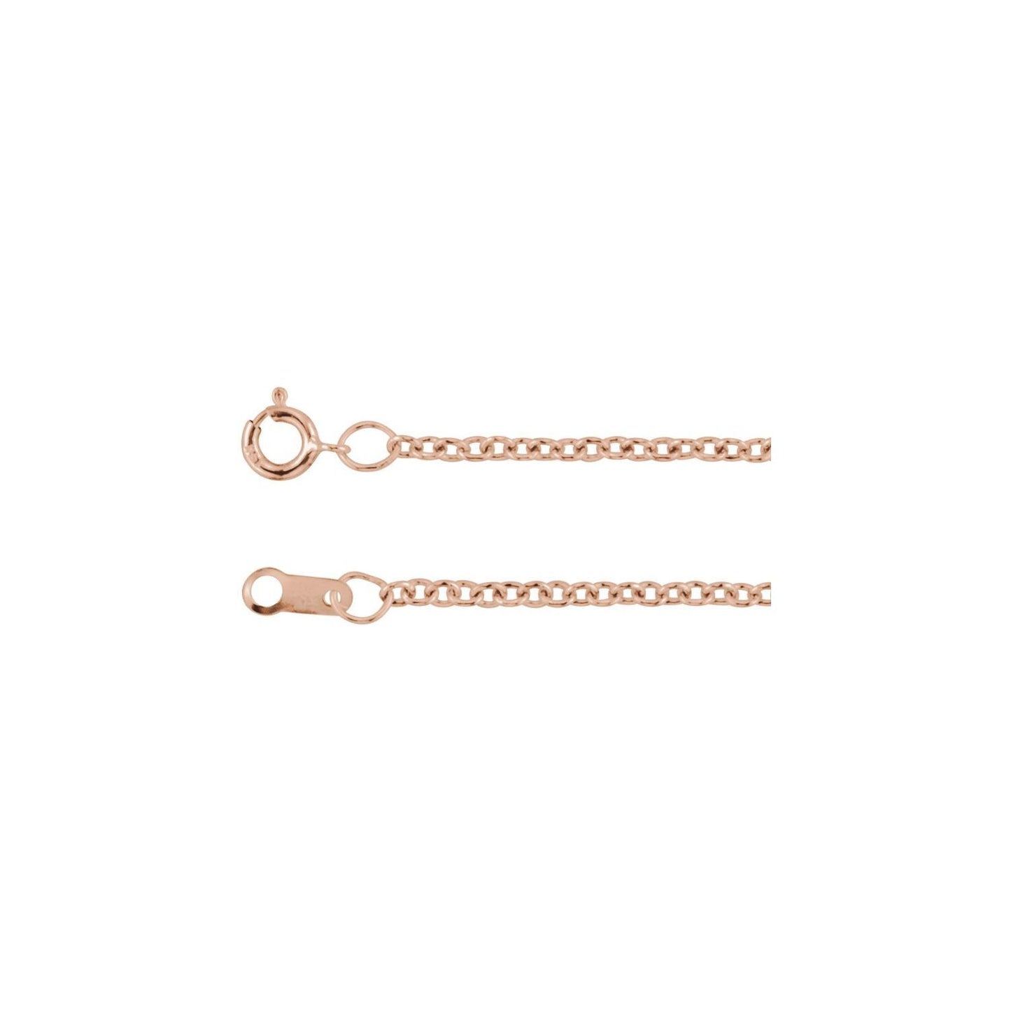 14k Rose Gold 1.5 mm Cable 24" Chain Necklace Fine Gift for Women