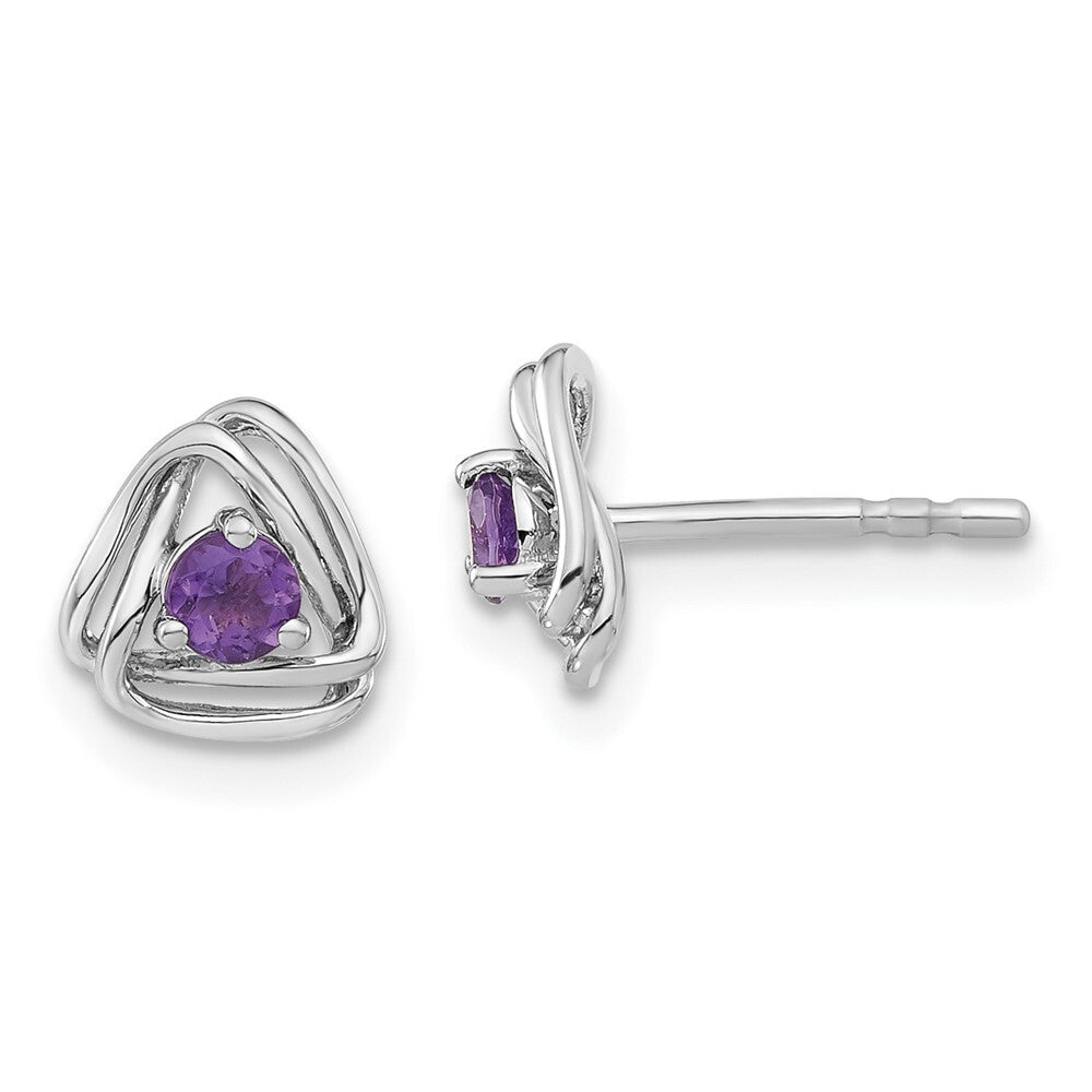 14k White Gold Amethyst Stud Earrings Gift for Women