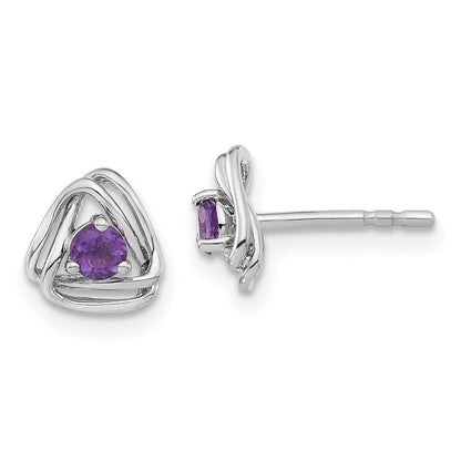 14k White Gold Amethyst Stud Earrings Gift for Women