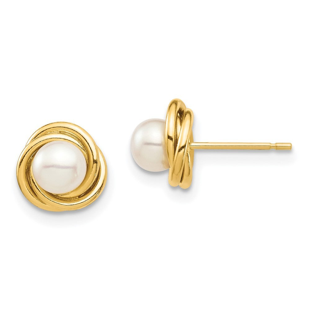 14k Yellow Gold 4-5mm Freshwater Cultured Pearl Earrings with Silicone Backs