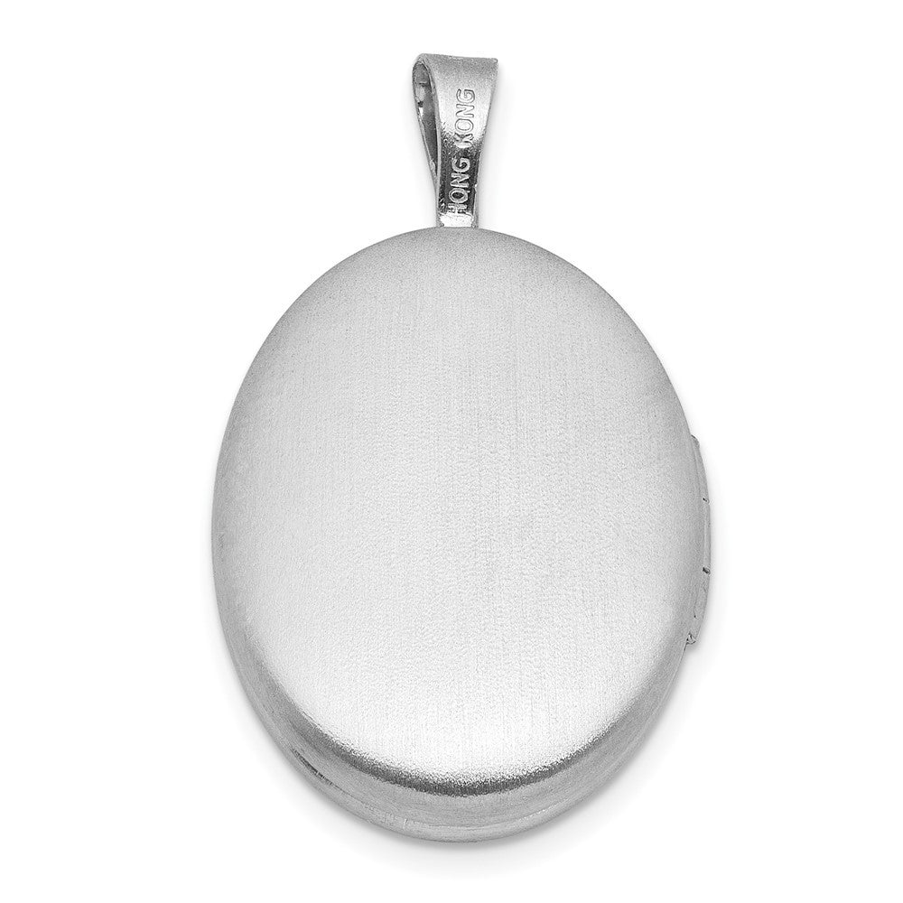 Sterling Silver Brushed And Polished 1 20 carat Diamond 16mm Oval Locket