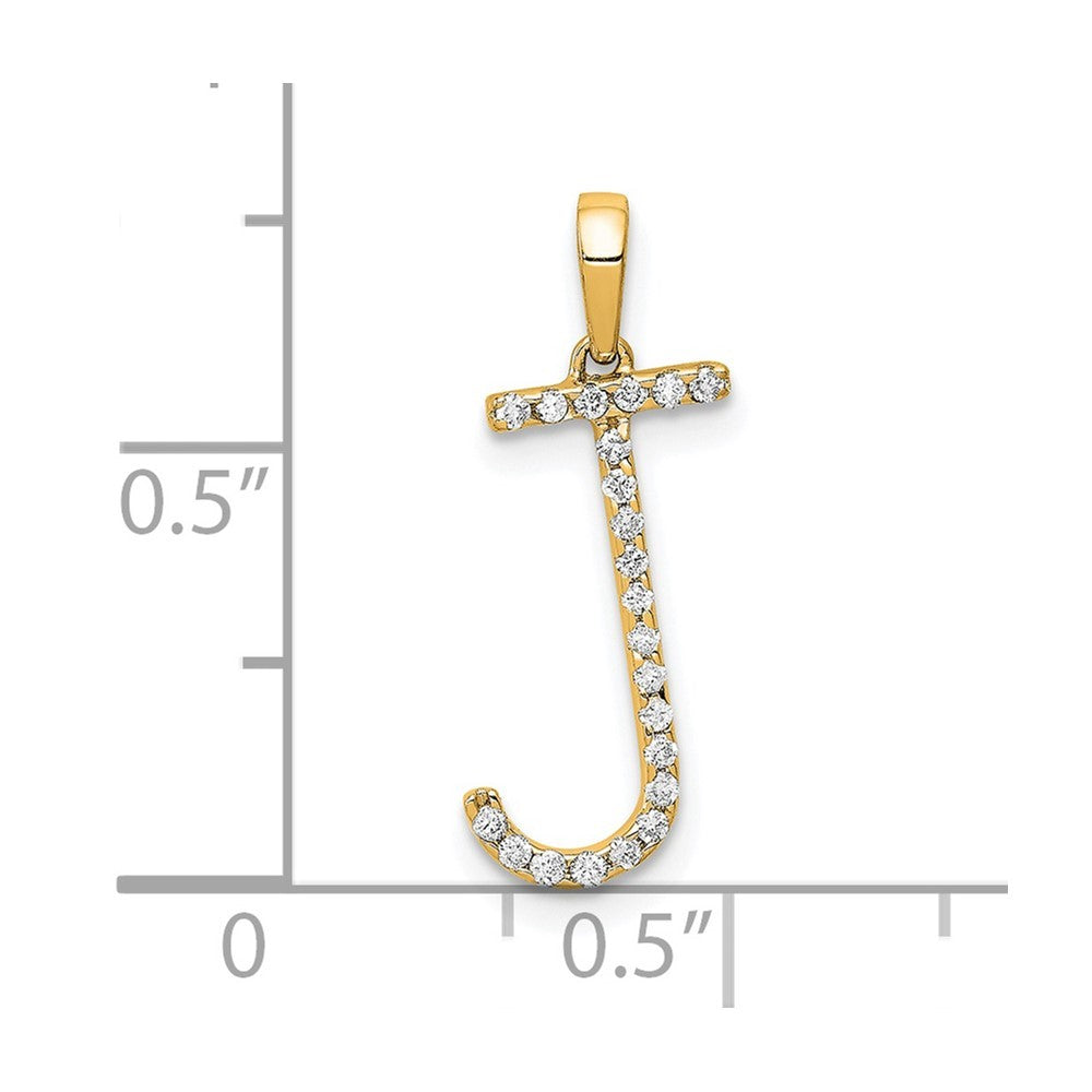 14k Yellow Gold Diamond Letter J Initial Pendant