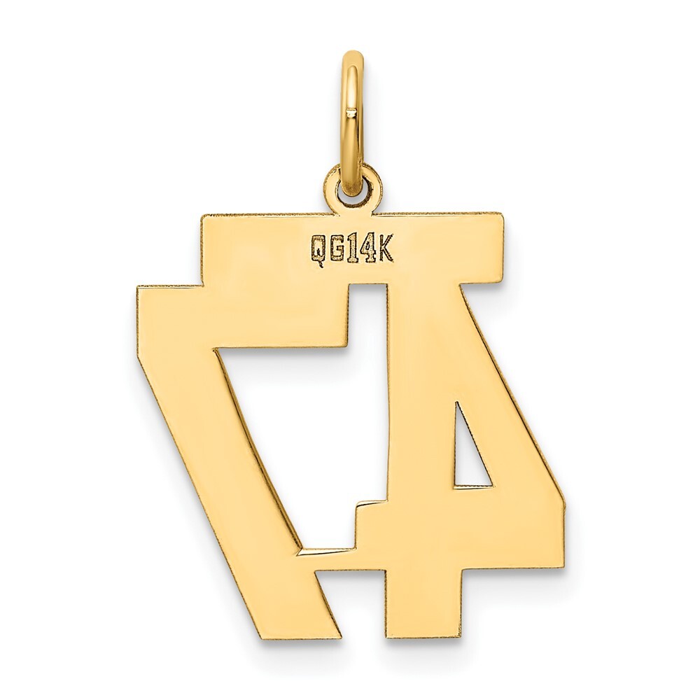 14k Yellow Gold Medium Polished Number 47 Charm Pendant for Women