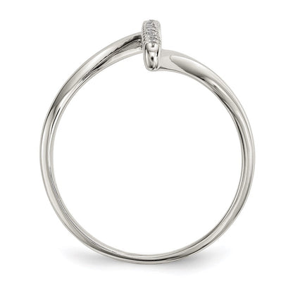 Sterling Silver Cubic Zirconia Bar Ring Size 6